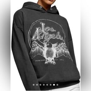 Anine Bing, Los Angeles Eagle Hoodie, Washed Black, XS